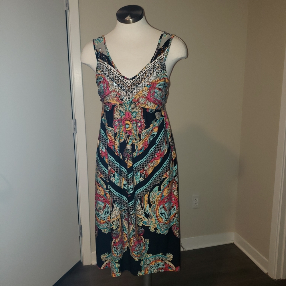 Style & co Colorful Embellished Stretch Summer Dre